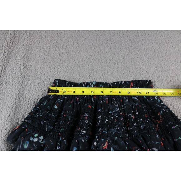 All Saints Mini Skirt Small Black Multi Printed Ruffle Sanse Freefall Skirt - Picture 5 of 7